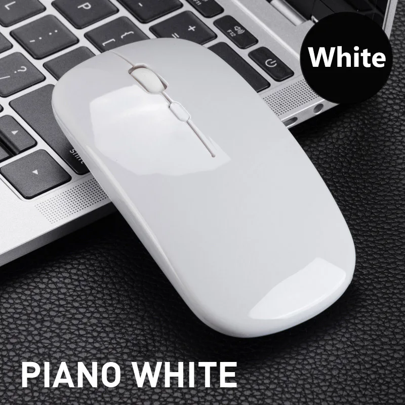 Ультра тонкая беспроводная Bluetooth мышь 2,4G USB перезаряжаемая игровая мышь для Macbook Air Pro 1600 dpi компьютерная Бесшумная мышь для геймера - Цвет: White