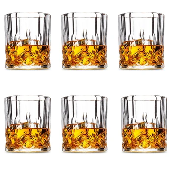 

Hellodream lead-free classic design rock style whiskey glass barware old fashioned glass for scotch Set of 6-8.45 oz