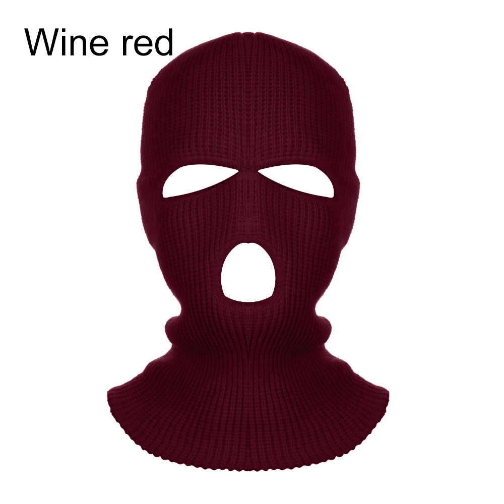 Новая армейская тактическая маска с 3 отверстиями, маска для лица, лыжная маска, зимняя шапка, Балаклава, капюшон, мотоциклетный шлем, шлем для всего лица - Цвет: wine red