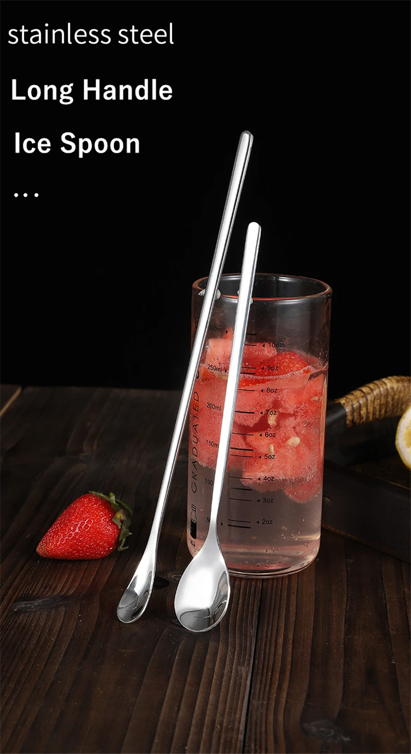 Description Picture 2 of item304 Stainless Steel Coffee Honey Mixing Spoon Tableware Long Handle Ice Cream Tea Shovel Spoons Kitchen Accessories Bar Tools