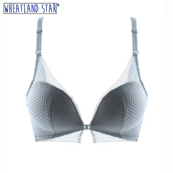 

WHEATLAND STAR Wire Free Front Closure Bras Three Colors Push Up Mesh Brassiere Pretty Back Design Tiffany Blue Lingerie
