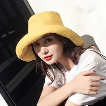 Панама, женская шляпа, тканевая Кепка, одноцветная шапка в японском стиле, женская летняя хлопковая Складная Кепка с защитой от ультрафиолета, солнцезащитная Кепка в студенческом стиле