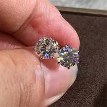 Vecalon solitaire серьги AAAAA Cz камень Настоящее 925 пробы серебряные массивные вечерние серьги-гвоздики для женщин Свадебные ювелирные изделия