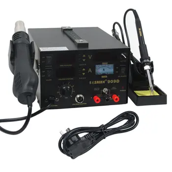 

909D+ Rework Soldering Station Hot Heat Air Gun DC USB Power Supply 110V AC