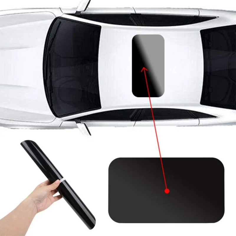 

79X38cm PVC Glossy Car Roof Vinyl Film Stickers 3M Decorative Rubber Strip Simulation Panoramic Sunroof Protective Film Covers