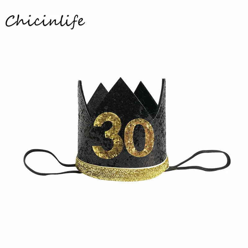 Chicinlife 30 40 50 60 повязка на голову с короной на день рождения для женщин 30th 40th 50th День рождения украшение для взрослых день рождения Юбилей шляпа - Цвет: 30