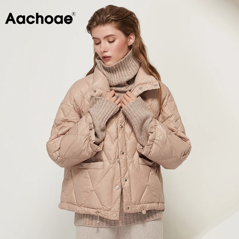 Aachoae Women Winter Solid Puffer Jacket With
