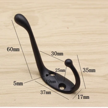 

4 Pc Heavy Duty Coat Hooks Wall Mounted For Hat Hardware Dual Prong Retro Coat Hanger Screws Black Color
