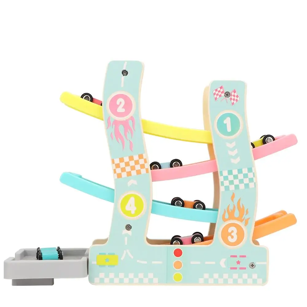 Рампа гоночная дорожка деревянная игрушечная машинка детская деревянная лестница планерный слот игровой набор детский планер инерционный орбитальный шкив с 4 игрушками автомобиля