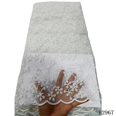 HFX 3d цветок бисером ткань нигерийское свадебное платье кружево Французский роскошный вышитый тюль ткань с бисером Темно-Синий H2967 - Цвет: as picture