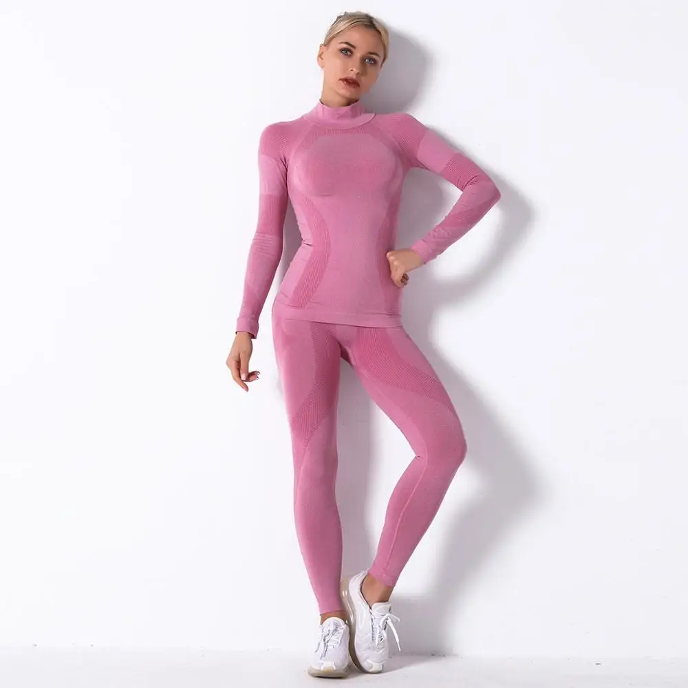 Women Thermal Underwear Suit Spring Autumn Winter Quick Dry Thermo Turtleneck Underwear Sets Fitness Knitted Long Johns,thermal underwear sets