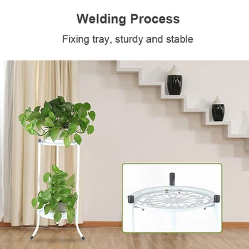 

New Support for Flowers 2 Holder Metal Flower Pot Stand Black Flower Display Shelf Garden Patio Home Indoor Outdoor Plant Stand