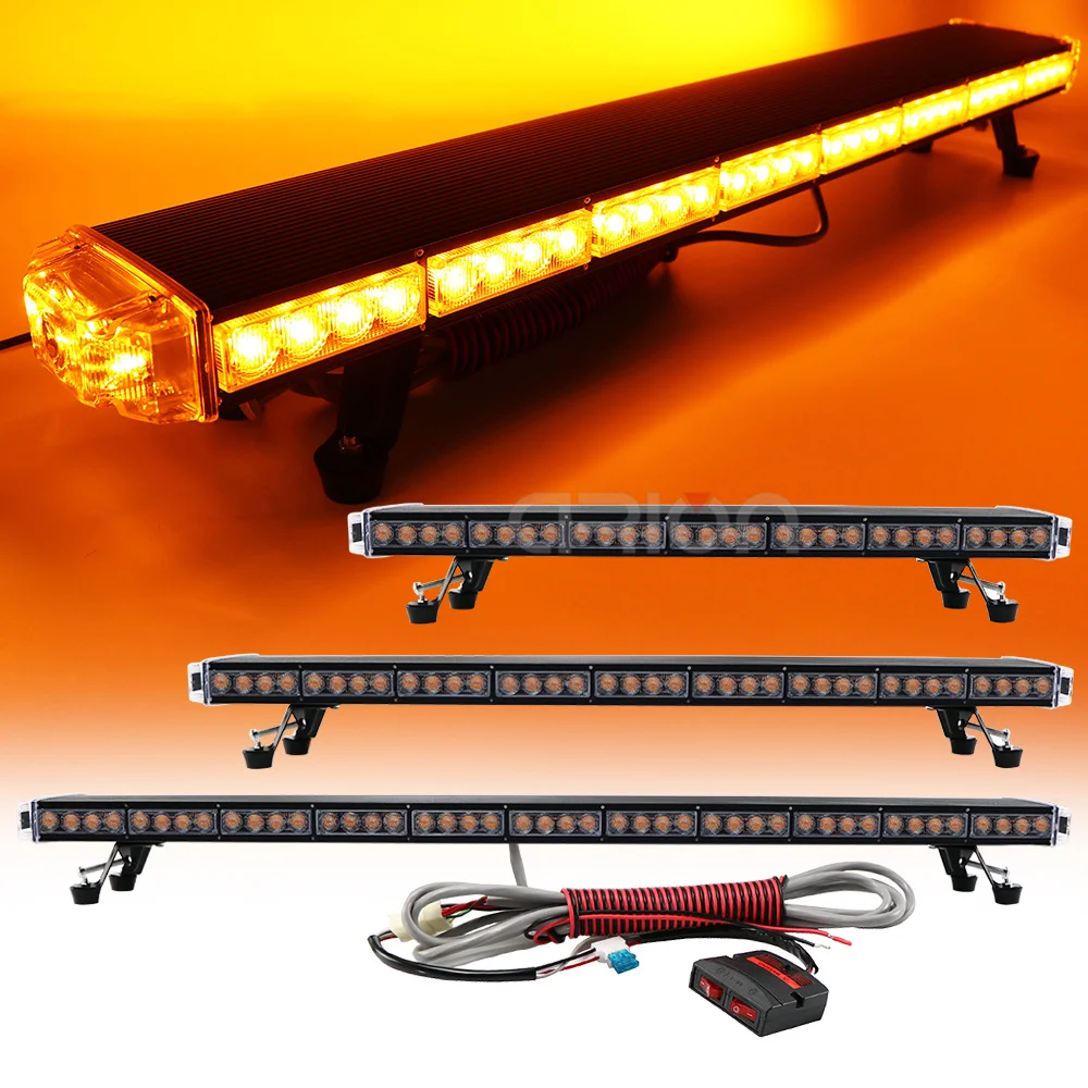 55" 104 LED Emergency Flash Tow/Plow Truck Response Amber White Strobe Light Bar 