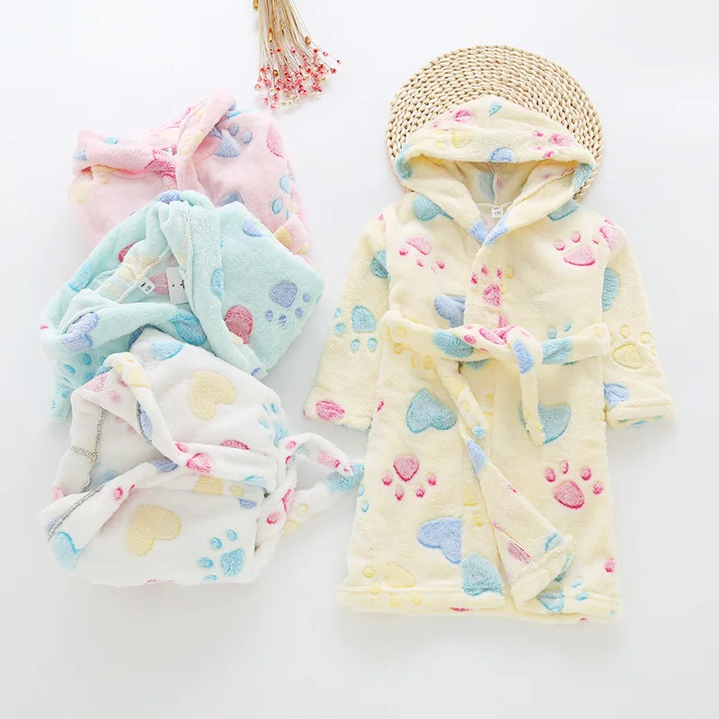 

2020 Autumn And Winter Children Fruit Cartoon Warm Bathrobe Tracksuit Bathrobe Men And Women Child Baby Nightgown Pajamas