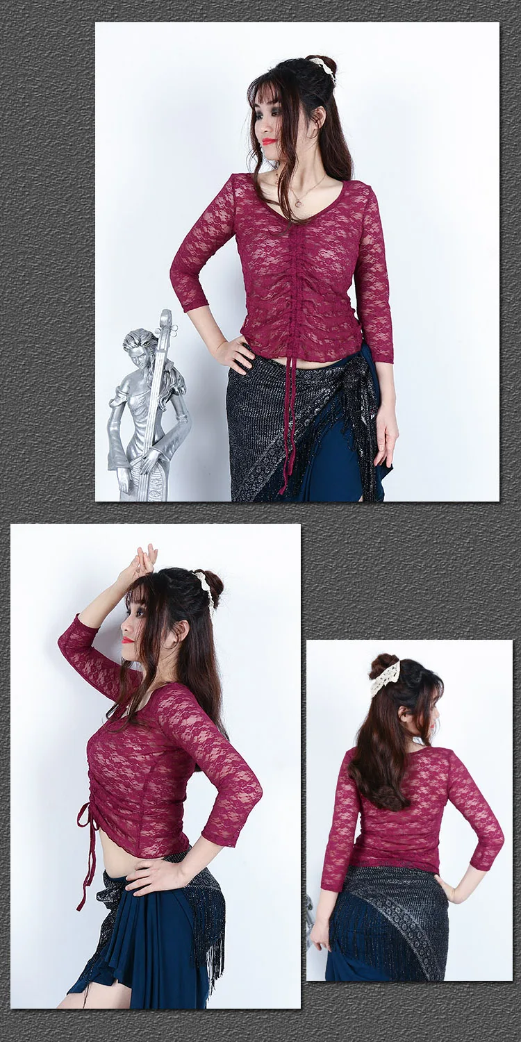 Belly Dance Top Gothic Tribal Belly Bance Top Lace Choli Short Sleeve Top Women's Belly Dance Costume GII01-02