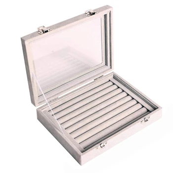 

Jewelry Box Organizer 8 Grids with Glass Showcase Storage Container
