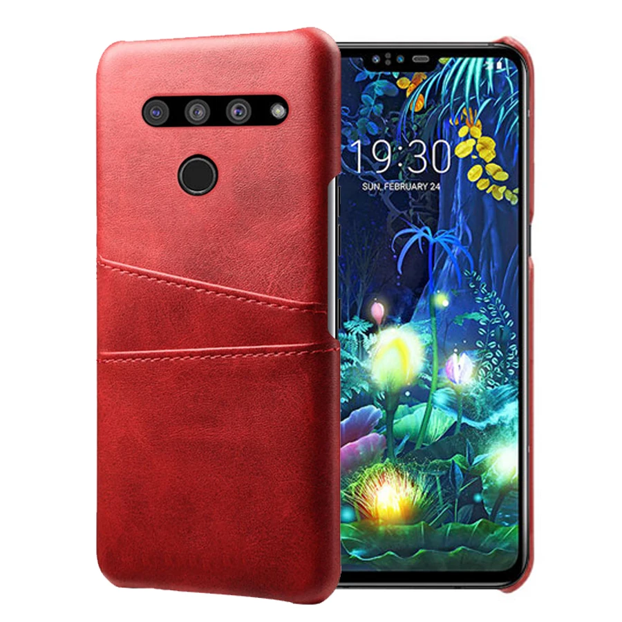 SCK кожаный держатель для карт слоты для карт чехол s для LG V50 ThinQ V40 V30 V20 V10 G8 G7 G6 G5 V50S ThinQ G8X чехол ThinQ чехол для телефона - Цвет: Красный