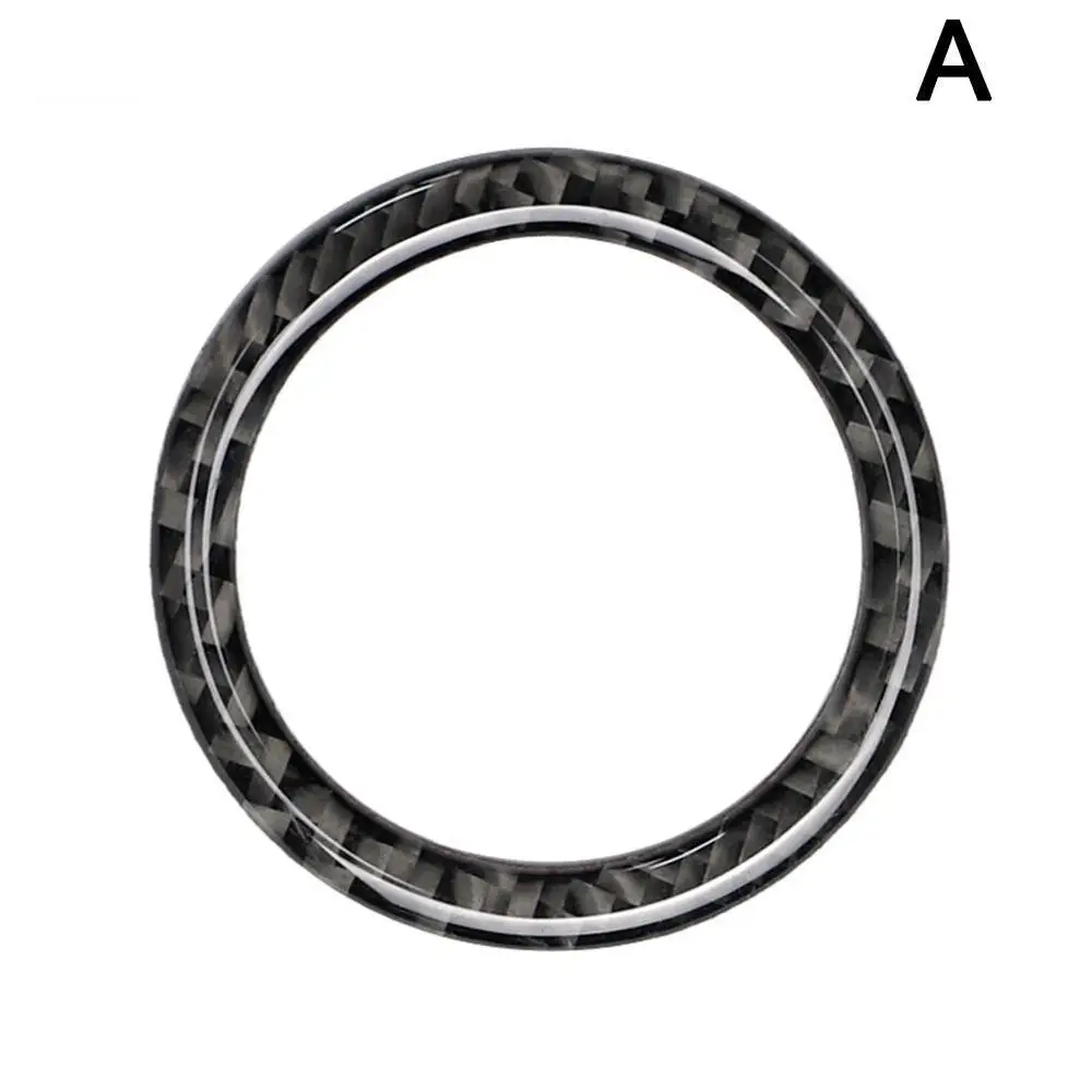Автомобильный ключ старт стоп украшение интерьера круглая крышка автомобиля Стайлинг подходит для Mercedes Benz C E класс W205 GLC карбоновое волокно кольцо - Название цвета: Черный