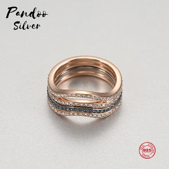 

Fashion Charm Pure 925 Silver Original 1:1 Copy, Fashion Mix And Match Two In One Double Ring Ring Female Luxury Jewelry Gifts