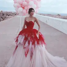 Арабский красный и слоновой кости Тюль Милое Свадебное платье в готическом стиле бальное платье пышная ярусная принцесса Дубай Свадебные платья плюс размер