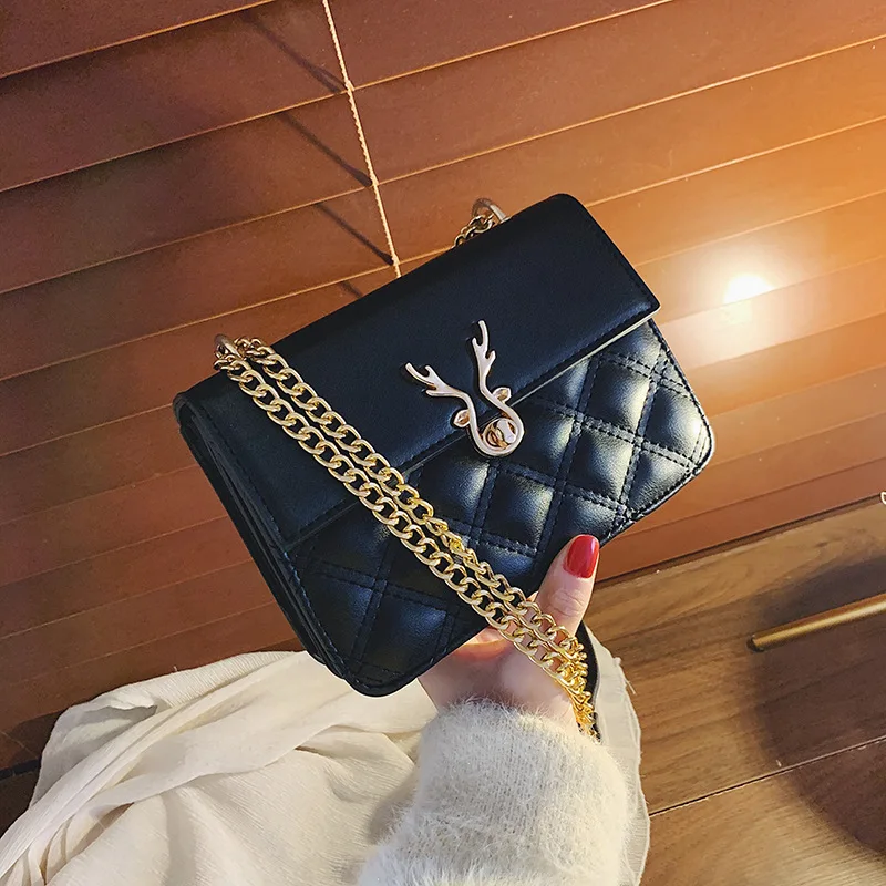 

Online Celebrity Bag WOMEN'S Bag 2020 New Style Fashion Korean-style Versatile Textured Shoulder Bag INS Fashion Chain Square Sl