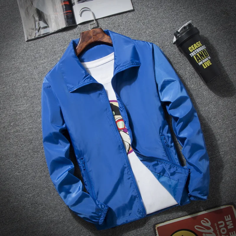 

Spring And Autumn Coat Plus-sized Menswear Stand Collar Jacket Outdoor Trench Coat Logo