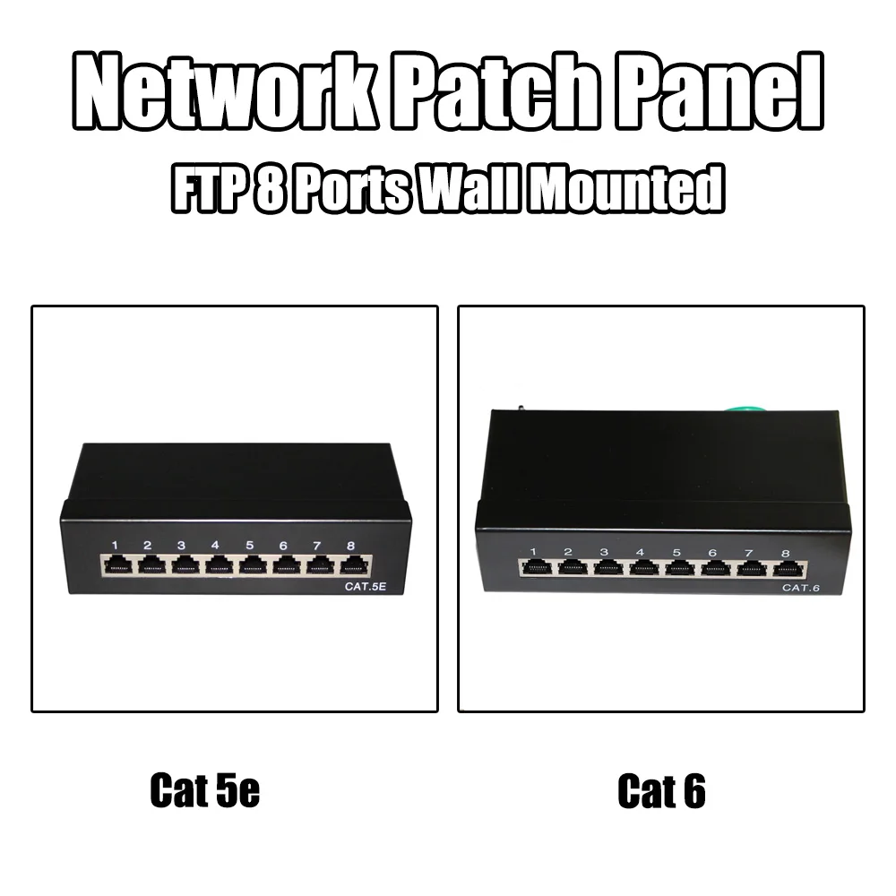 Сетевая коммутационная панель 8 портов FTP Cat 6 настенная высота 1U для RJ 45 Plug Keystone Jack