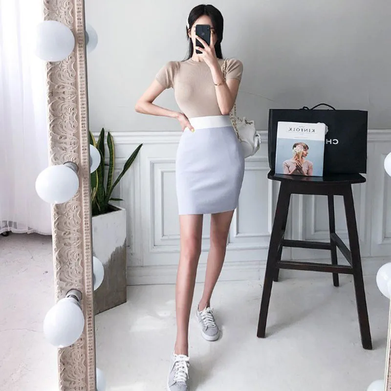 

Dress 2019 Summer New Products Debutante WOMEN'S Dress Slim Fit Slimming Knit Sheath Pencil Skirt