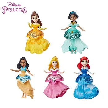 

Disney Princess Figure Toy Bella Pocahontas Frozen Ariel Action Figure Plush Jasmine Dress Clothes Changeable Model Doll for kid