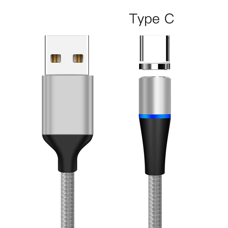 ESVNE Магнитный usb-кабель для зарядки iphone Магнитный Micro Usb кабель для быстрой зарядки Xiaomi Usb type C кабель для huawei - Цвет: Silver For Type C