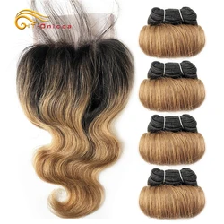 100% Natural Peruvian Hair Bundles With Closure 4x4 Closure with Human Hair Bouncy Curly Bundles 4 Bundles Curly Hair Extension