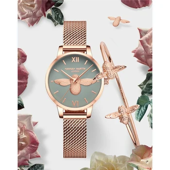 

3D Little Bee Watch Women Waterproof Unique Quartz Fashion Watches for Female 2020 Hot Sale Golden Lady Clock
