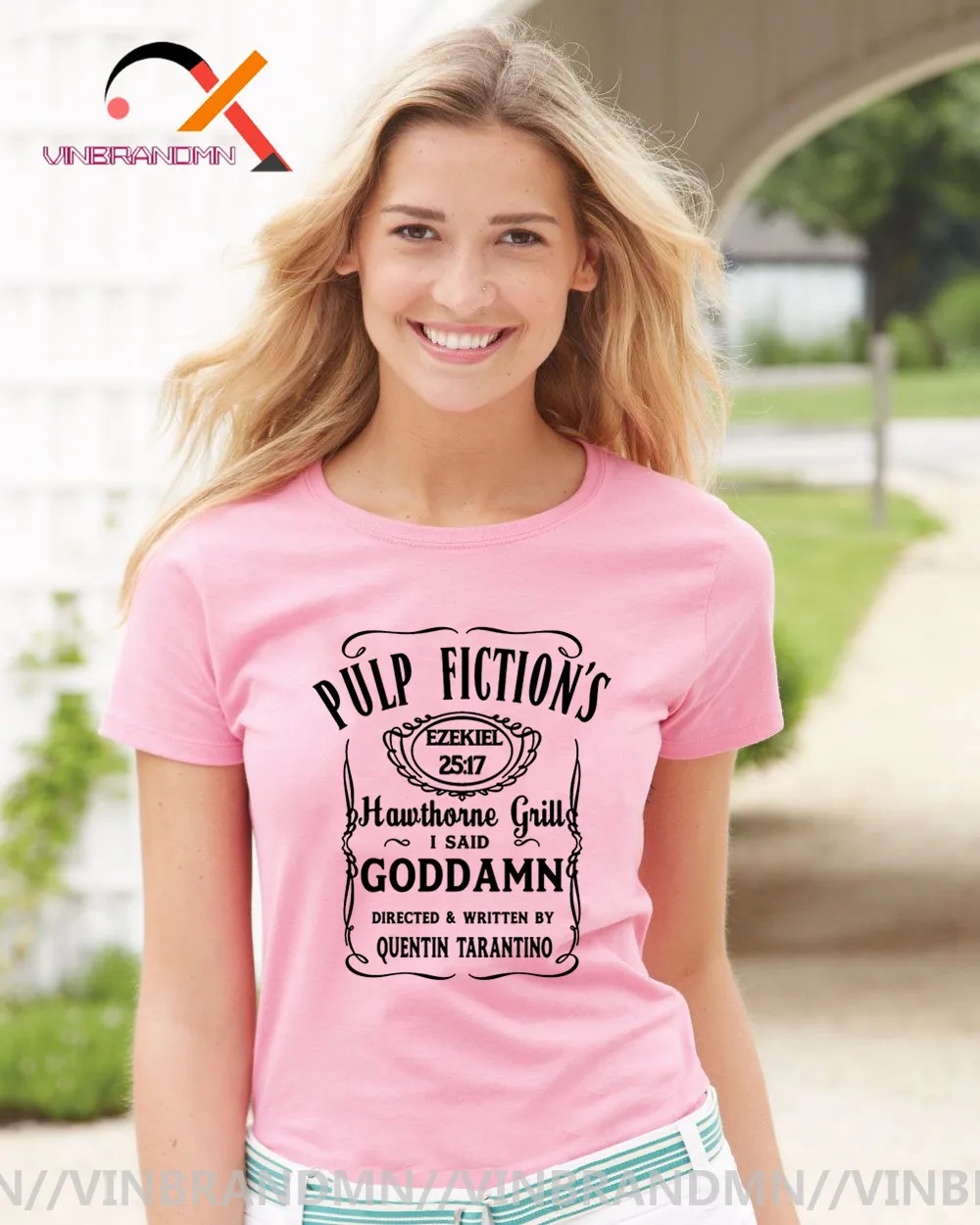 Vogue Written and Directed by Quentin Tarantino Film Movie Pulp Fiction Django Kill Bill 2 John Travolta T shirt woman tops tees | Женская