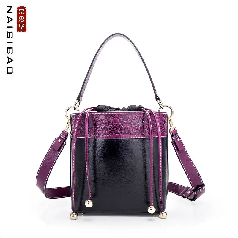 NAISIBAO 2019 Nieuwe vrouwen Echt Lederen tas Reliëf koeienhuid mode luxe handtassen designer vrouwen lederen schoudertas Emmer zak NAISIBAO 2019 Nieuwe vrouwen Echt Lederen tas Reliëf koeienhuid mode luxe handtassen designer vrouwen lederen schoudertas Emmer zak