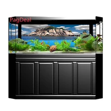 Aquarium Background Sticker Ocean Seabed Coral Reef Sea Floor Island Plant Night Sky Fish Tank Backdrop Poster Decoration