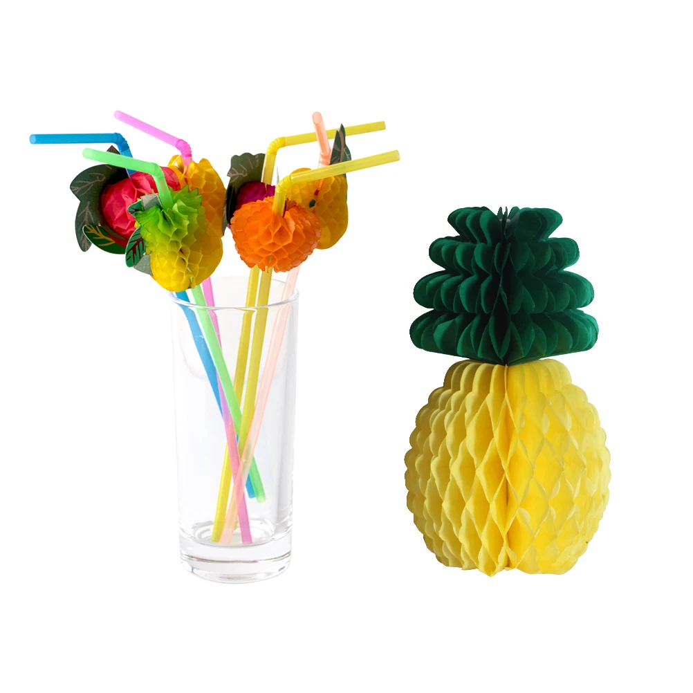 110 шт. Гавайские вечерние товары для свадьбы, дня рождения, вечеринки, фруктовые топперы, соломинки листья в форме Панциря Черепахи, гибискус, цветы, соты, Декор