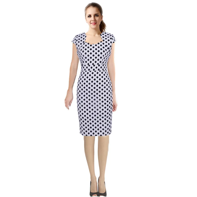 

Madam clothing OWLPRINCESS New Dot Retro Pencil Skirt Short Sleeve Slim Dress