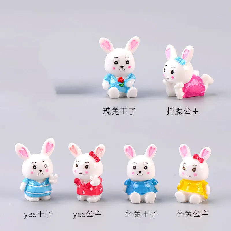

Resin Cartoon Couple Rabbits Models Anime Figure Creative Cake Decoration Ornaments DIY Crafts Pendant Material Figma Gifts Toys