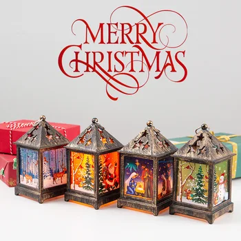

Christmas New Creative Elderly Snowman Night Light Retro Wind Lantern Christmas Decorations Desktop Decoration Lights