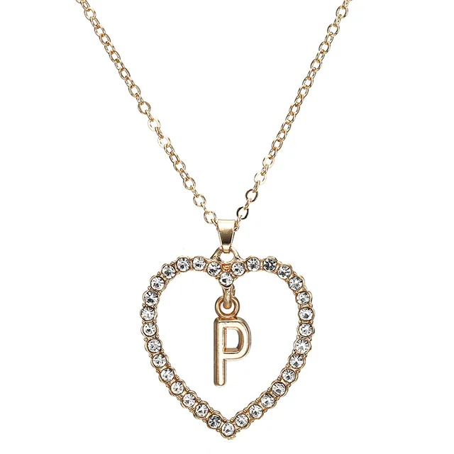 Модное ожерелье в форме сердца с надписью Pandent для женщин, Летний стиль, цепочка с кристаллами, модные серьги-гвоздики - Окраска металла: P