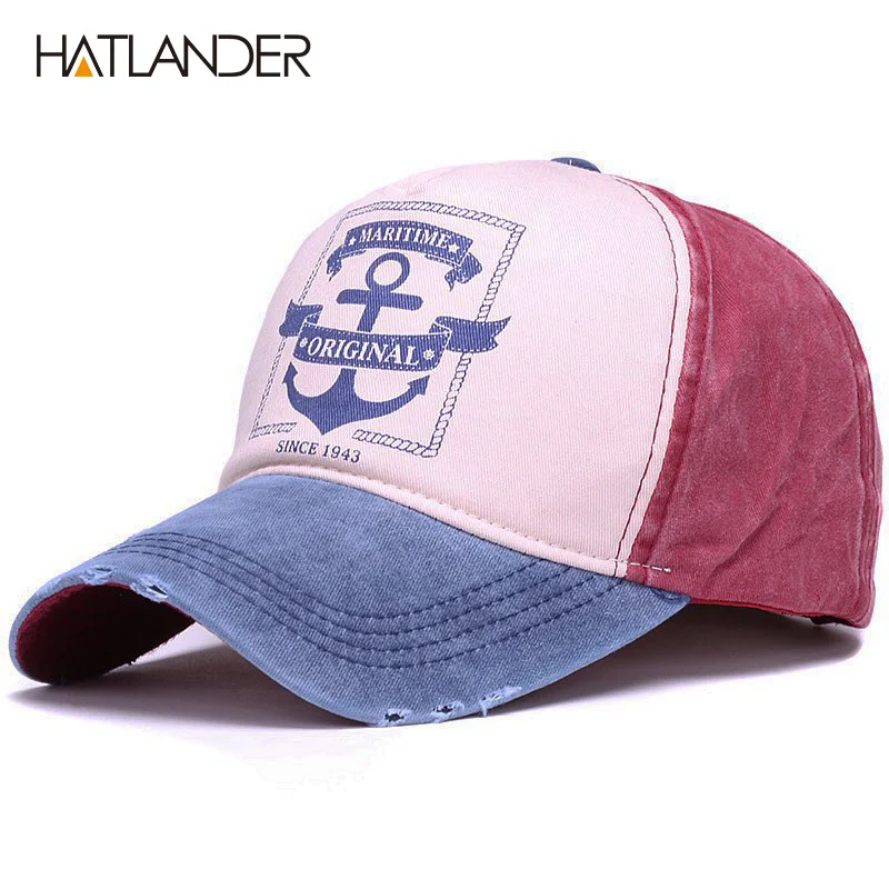 Navy HATLANDER Модные 5 панелей Промытые хлопковые бейсбольные кепки Винтаж папа шляпа для бейсболка для мужчин и женщин кепка хип-хоп приталенные спортивные шапки Кепка - Цвет: Navy