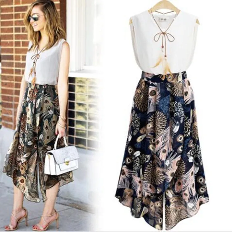 

Large Size Dress Fashion Leisure Suit Europe And America Guangzhou Skirt Two-Piece Set Trend A051