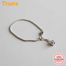 Trusta Подлинная Мода 925 пробы Серебряная корона Ослепительный CZ бусины браслет цепочка для женщин девочек леди подарок на день рождения DS2382