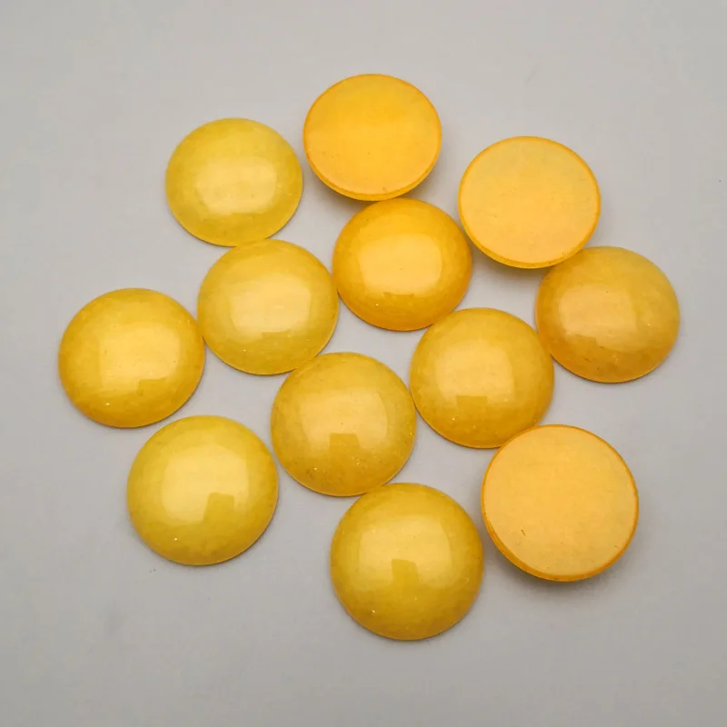 

fashion 12Pcs/lot natural yellow stone round charm 25mm cabochon beads for jewelry fashion Ring accessories wholesale no hole