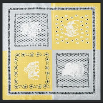 

2020 53x53 Ins Cashew Dots Air hostess Print women Silk twill scarf Satin square tie ladies foulard femme towel bufanda shawl