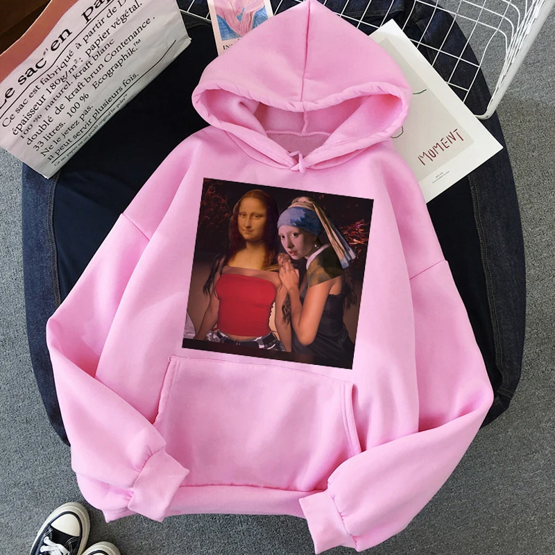 Mona Lisa забавные Harajuku эстетические толстовки для женщин гранж мультфильм 90s винтажные толстовки модные хип хоп Ullzang толстовка женская