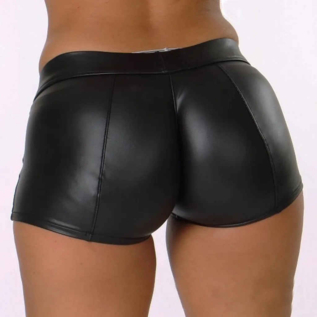 Leather Shorts Women High Waist Bodycon Push Up Black Short Joggers Sports Fitness Women Sexy Slim Shorts 