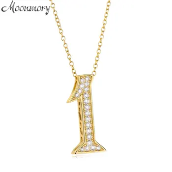 

Moonmory Punk & Rock 925 Sterling Silver Famous Gold Chain Number 1 2 Charms Pendant Necklace For European Women And Men Jewelry