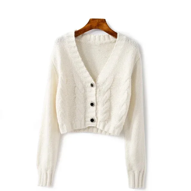 Gem Buttons Women Knit Sweater Long Sleeve Four