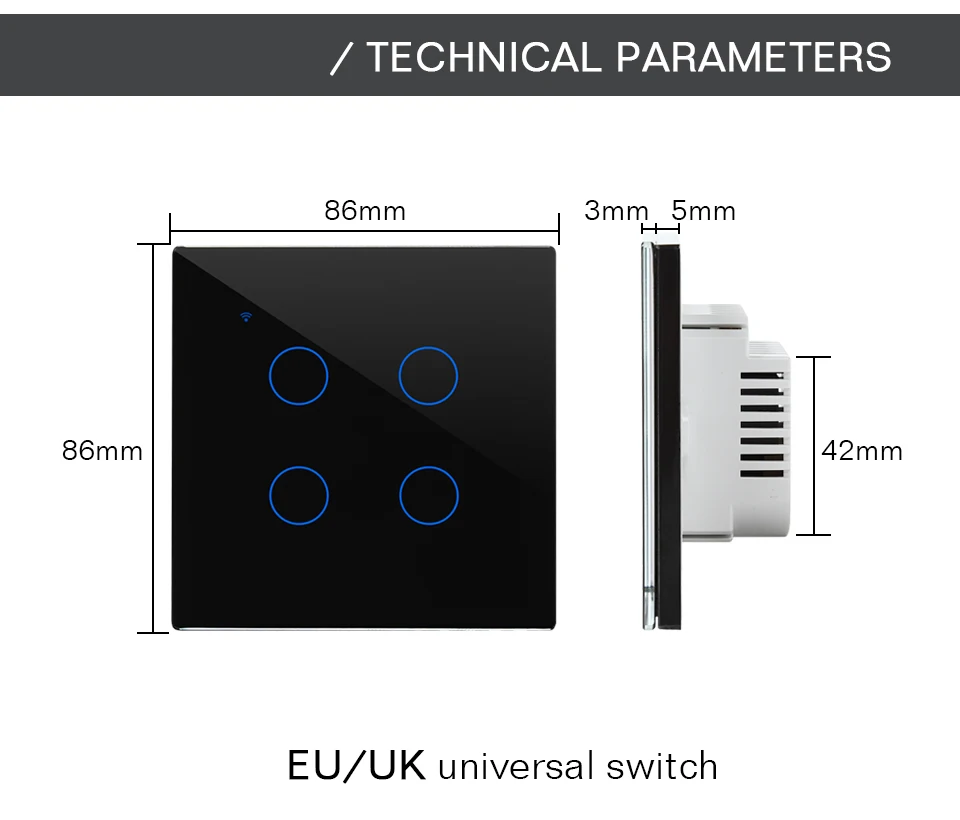 ЕС, Великобритания, 2 банды, 1 2 способа, Wifi настенный переключатель, беспроводной пульт дистанционного управления, светильник, релейное приложение, сенсорное управление, умный переключатель, работающий с Alexa Google Home